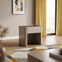 Table de chevet minimaliste beige de conception italienne, en MDF de qualité E0, avec plateau en bois, armoire de chambre à coucher de luxe pour la maison et la villa