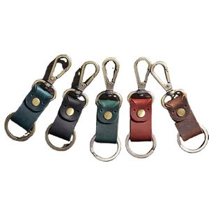 Genuine Leather Zinc Alloy Car Key Chain Pendant Personalized <b>Creative</b> <b>Gift</b> Key Ring Embossed Vintage Leather Craft - Product Image 1