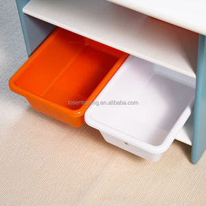 Ensemble table et chaises pour enfants double face avec rangement, bacs en tissu et en plastique, bureau d'activités en bois pour enfants - Product Image 4