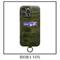 Top vente en gros pour Iphone 16 Pro Max couverture de téléphone portable noir luxe Crocodile porte-carte artificiel étui de téléphone en cuir Pu