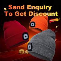 Gorro de Punto LED Unisex para Adultos y Adolescentes, Gorro de Invierno con Luz Nocturna para Correr de Noche, Gorro de Punto Cálido con Lámpara Frontal