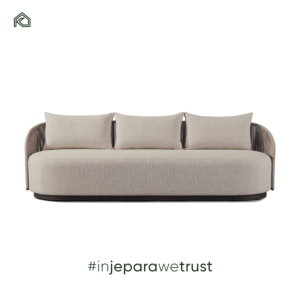 Banu <b>Sofa</b> Teak <b>Wood</b> <b>Frame</b> Combined Upholstery Synthetic Rattan Creates Durable Modern Comfort Outdoor Living Room Furniture - Product Image 6