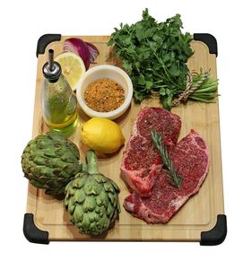 Planche à découper en bambou avec rainures de jus et coin silicone - Product Image 3