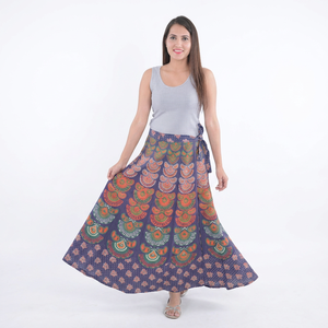 Hippie Cotton Knee-Length Wrap <b>Skirt</b> Indian Mandala Design Bohemian Boho Beach <b>Gypsy</b> Casual Eco-Friendly Women's Clothing - Product Image 1