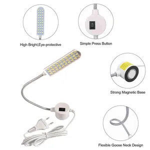 Lampe de travail <span class=keywords><strong>LED</strong></span> industrielle 1W 2W 3W portable à col de cygne magnétique, puissante, pour machine à coudre, avec prise UE/US, suspension flexible - Product Image 5