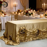 Nappe rectangulaire en satin rose 3D, décoration de table de luxe pour mariage, banquet, fête d'anniversaire