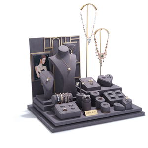 Fondo fotográfico, estatua impresa personalizada, juego de exhibición de joyería de mesa, Bustos, <span class=keywords><strong>tienda</strong></span> de cuero de ante negro, soportes de exhibición de joyería - Product Image 2