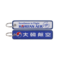 Porte-clés promotionnel en tissu tissé avec logo d'entreprise aérienne, porte-clés en tissu avec nom de la compagnie aérienne, porte-clés à boucle