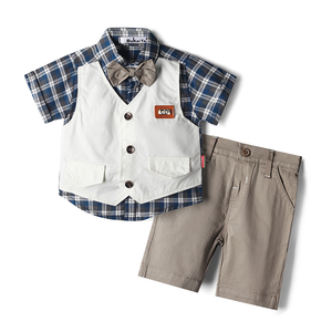 Factory Wholesale Plaid England Style Baby Clothing 1-4 Years <b>Toddler</b> Outfits Shorts <b>Suits</b> 2Pcs Boys Formal Sets - Product Image 2