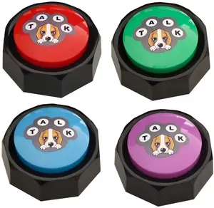 Buzzer personnalisable et facile pour chiens, bouton d'enregistrement du son et impression sur mesure pour chiots, facilite l'éveil de votre chien pour parler, paquet de 4