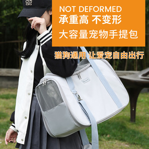 Transportín para Mascotas de Tela Transpirable e Impermeable, Gran Capacidad, Bolsa de Viaje para Perros y Gatos, Color Sólido Gris, Azul, Verde - Product Image 3