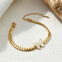 Bracelet chaîne élégant en coquille blanche avec pendentif papillon, accessoire de luxe polyvalent haut de gamme pour femme, nouvelle collection de bijoux papillon