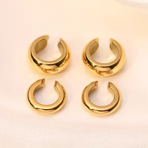 Không Xỏ Cuff Bông Tai Vòng Tai Cho Phụ Nữ Thép Không Gỉ Đồ Trang Sức 18K Mạ Vàng Không Xỏ Lỗ Tai Cuff Clip Trên Bông Tai