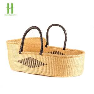 Lit naturel écologique de paniers de moïse de jonc de mer pour la variété acceptable d'OEM tissé à la main d'enfant de couleurs faites à la main au Vietnam - Product Image 1