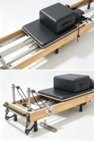 Appareil de Pilates Reformer avec plateforme de saut et boîte d'assise, ressorts codés par couleur (5 couleurs), barre de repose-pieds réglable, machine d'entraînement cardio à domicile
