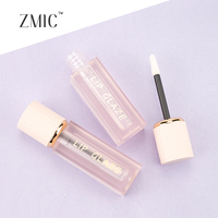 Tube de brillant à lèvres transparent de 2 ml avec capuchon à vis rose mat, tube de rouge à lèvres liquide givré à paroi épaisse avec estampage à chaud et marque privée
