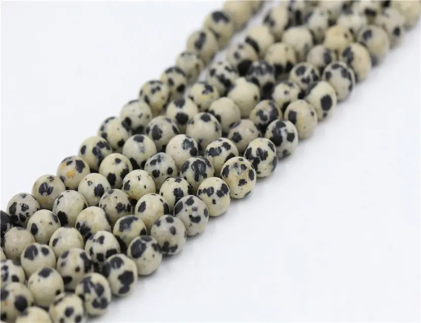 All'ingrosso perline di pietra naturale 8mm punti neri balmatin jasper perline sciolte per la creazione di gioielli