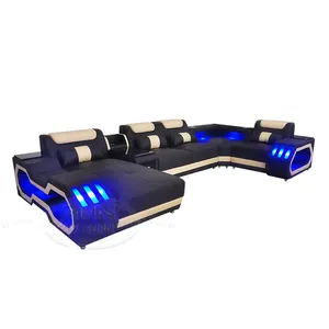 2020 Produk Grosir Cina LED Pintar Kulit Italia Model Baru Sofa Ruang Tamu Model Baru