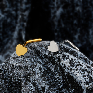 Phải Lớn ASTM F136 Titan 20g hình chữ L mũi lỗ mũi Stud xuyên đồ trang sức CZ/bóng/trái tim/Ngôi Sao mũi vít Stud Vòng - Product Image 2