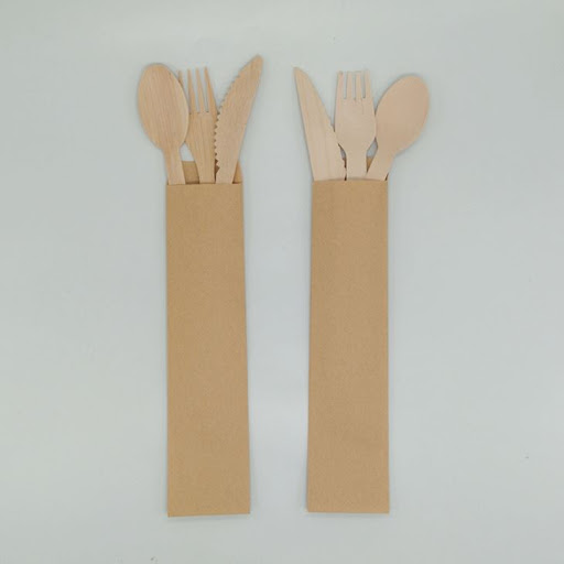 JFB Craft 160mm Wooden Cutlery Set Disposable Spoon Fork Knife - Eco Friendly Tableware