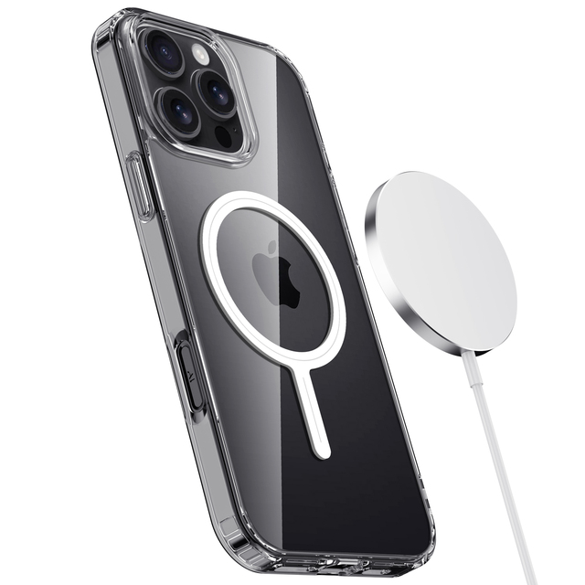 Newest Arrival clear Strong Magnet Cover Wireless Charging Magnetic Cases for iphone 16promax Magnetic Transparent Phone case