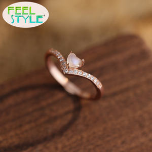 Anneaux en argent sterling 925 avec design de cœur et de pierre de lune, design de cœur, <span class=keywords><strong>anneau</strong></span> en argent 925 avec pierre de lune, anneaux en argent 925 avec pierre de lune et CZ - Product Image 3