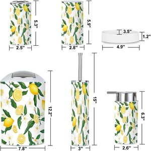 Hortensia ชุดอุปกรณ์ห้องน้ำ6ชิ้นลายดอกไม้ไร้รอยต่อลายดอกไม้สีฟ้าวินเทจขัดเงาอุปกรณ์อาบน้ำเพื่อให้ดูมีสไตล์ - Product Image 3