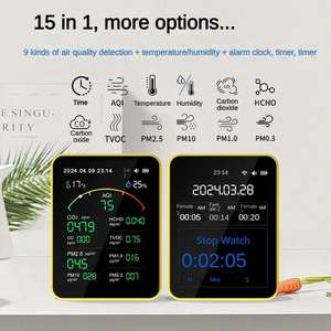 투야 와이파이 15-in-1 실내 공기질 모니터 CO2 PM2.5 오염 가스 감지기 주변 공기 이산화탄소 측정기 가정용 - Product Image 2