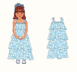 Tùy Chỉnh In Halter Một Mảnh 4 Lớp Ruffle Maxi Spaghetti Dây Đeo Tuổi Teen Cô Gái Ăn Mặc 2-12 Trẻ Em Mùa Hè Gown Quần Áo - Product Image 2