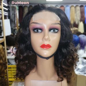 Parrucche con Ricci Fumi a Doppia Trama, Capelli Umani con Chiusura Frontale in Pizzo, Capelli Vergini Vietnamiti di Lusso, Lunghezza Media, Offerte del Black Friday - Product Image 1