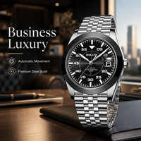Montres mécaniques pour hommes, personnalisées, étanches, lumineuses, avec bracelet en acier inoxydable, vente en gros, cadeau
