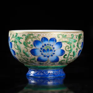 Set da tè in ceramica con stile smalto per corte da tè in kung fu con una tazza singola con tracciamento in oro grande tazza da tè