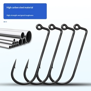 32833 Hameçons à anneau vierges 10 # -7/0 #   Hameçon <span class=keywords><strong>de</strong></span> pêche en acier à haute teneur en carbone nickelé noir, à 90 degrés, barbelé, pour jigging DIY - Product Image 1