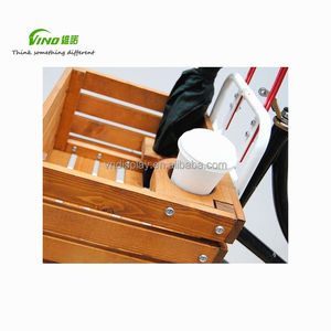 Outdoor Wood-Finished Bicycle Front Mounted <b>Storage</b> Box with Cup Holder for Bike Racks rack for food delivery motorbike - Product Image 2