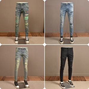 निर्माता थोक जींस स्लिम उच्च सड़क फैशन पुरुषों की जींस नाइट नाइट क्लब ब्लैक राइनस्टोन जींस पुरुषों - Product Image 2