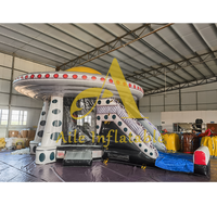 Yüksek kaliteli şişme UFO Combo parti kiralama uzay aracı Bouncy kaydıraklı oyun kalesi şişme uzay gemisi Moonwalk