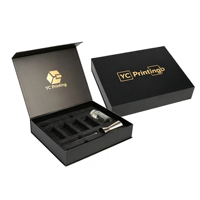 Caja de Regalo Personalizada de Lujo con Materiales Reciclados, Cartón Negro de 2 mm de Grosor, Recubrimiento UV, Impresión, Forro de Esponja Magnética para Ropa