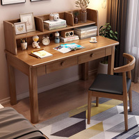 Escritorio de Estudio Ergonómico de Madera Maciza con Estantería Integrada para Niños, Adolescentes, Dormitorio y Oficina en Casa en Espacios Pequeños