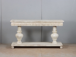 Table console en bois artisanale avec espace de rangement, table d'appoint décorative pour entrée, salon et décoration intérieure - Product Image 1