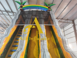 Dài nhất Inflatable ướt n khô trượt N trượt màu tím đá cẩm thạch Inflatable giật gân trượt nước kép Lane Palm Tree trượt nước - Product Image 4
