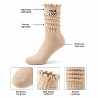 Chaussettes de sport antidérapantes en coton peigné tricoté respirant, personnalisables, pour yoga et pilates, pour femmes