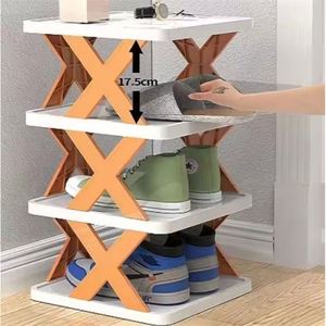Étagère à chaussures simple et pliable en plastique multi-niveaux, rangement gain de place pour dortoir et salon - Product Image 4