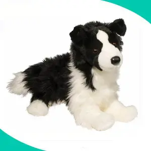 Stuffed animal plush dog border collie lifelike wholesale german shapherd shepherd dog plush oem customized plush 100% white pp cotton