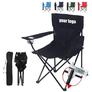 Custom Printed Logo Outdoor Beach Chair With Arm And Pocket Promotional Gift