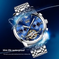 Montre mécanique de luxe personnalisée pour homme, bracelet en acier inoxydable, boîtier en alliage, cadran à phases lunaires, étanche 30M, multifonctionnelle, OEM