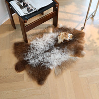 Tapis de prière en peau de mouton mongol, couverture de chevet naturelle, tapis de chambre en laine d'hiver, tapis décoratif pour pieds