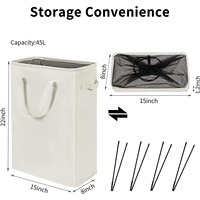 Panier à linge étroit de grande capacité avec poignées, panier à linge pliable, bac à linge haut pour buanderie, dortoir et chambre à coucher
