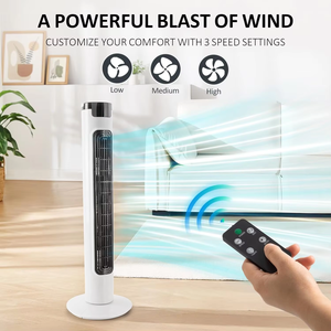 Ventilador de torre eléctrica de 32 \ ", ventilador de aire acondicionado de pedestal sin aspas silencioso, caja de soplador de aire de plástico con Control remoto - Product Image 5
