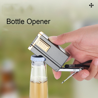Briquet multifonctionnel en métal avec corde extérieure, briquet à flamme unique coupe-vent pour cigares, coupe-ongles, ouvre-bouteille