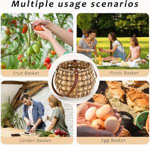 Panier à œufs en jacinthe d'eau tressé à la main avec poignée, panier de Pâques du Vietnam, prix avantageux - Product Image 6